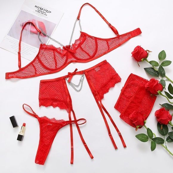 ❤️ NEW Four Pieces Embroidery Lingerie Set - Picture 7 of 7